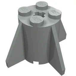 Brick Round 2 x 2 x 2 with Axle Hole and Fins / Light Gray
