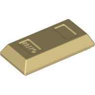 Lego Tile Special 1 x 2 with Sloped Walls AKA Money / Gold Bar [Ingot] / Tan