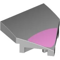 Brick Wedged, Curved 2 x 2 with Stud Notches with Bright Pink Band Print / Light Bluish Gray