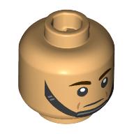 Lego Minifig Head Imperial Navy Trooper, Dark Brown Eyebrows, Stern, Closed Mouth/Open Mouth Grimace / Warm Tan