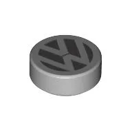 Tile Round 1 x 1 with VW Logo Print / Light Bluish Gray
