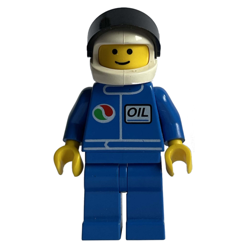 Lego Racer, Blue Jacket with Octan Logo, Blue Legs, White Helmet with Visor