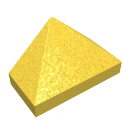 Brick Sloped 45° 2 x 1 Triple with Ovoid Bottom Pin / Yellow