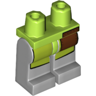 Lego Hips and Light Bluish Gray Legs with Lime Apron, Reddish Brown Pocket print / Lime