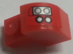 Slope, Curved 2 x 1 x 1 1/3 with Recessed Stud with 4 Silver Headlights on Red Background Pattern Model Left Side (Sticker) - Set 8153