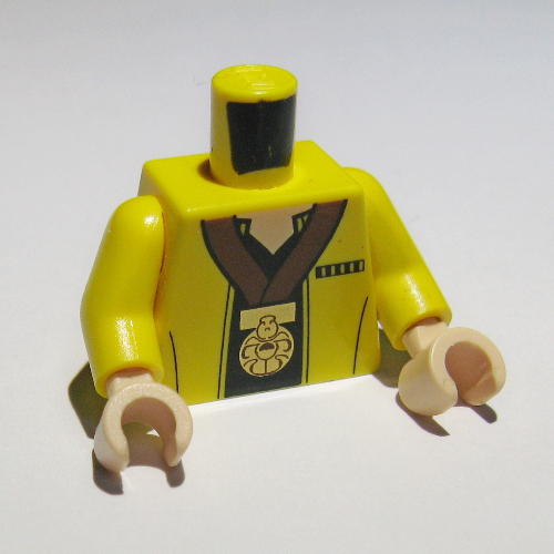 Lego Torso Jacket with Black Undershirt and Gold Medal Print, Yellow Arms, Light Nougat Hands / Yellow