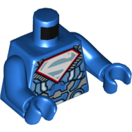 Lego Torso Armour, White and Light Blue Superman 'S' Logo Print (Lex Luthor), Blue Arms and Hands / Blue