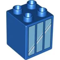 Duplo Brick 2 x 2 x 2 with Window 3 Pane Print / Blue