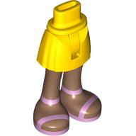 Lego Minidoll Hips and Short Skirt with Medium Brown Legs, Metallic Pink Shoes print [Thin Hinge] / Yellow