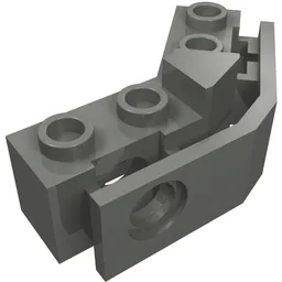 Technic Brick 1 x 2 - 1 x 2 Angled with Bumper Holder [Closed Front] / Dark Bluish Gray