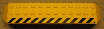 Lego Arch 2 x 14 x 2 1/3 with Black and Yellow Danger Stripes Pattern Model Left Side (Sticker) - Set 7900
