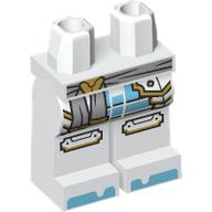 Lego Hips and White Legs with Light Bluish Grey Sash,, Gold/Medium Azure Armor, Toes print / White