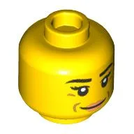 Minifig Head, Dark Orange Wrinkles, Pink Lips Print / Yellow