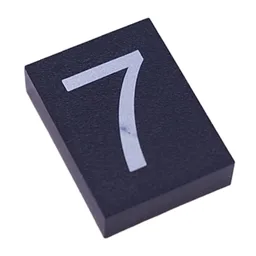Modulex Tile 3 x 4 with White '7' Print, without Internal Supports / Modulex Tile Blue