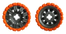Wheel 60 x 34 with Orange Tire 81 x 40 Balloon Offset Tread / Pearl Dark Gray