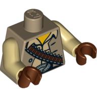 Lego Torso Waistcoat, Tan Shirt, Bandolier and Silver Buckle Print (Cowboy), Tan Arms, Reddish Brown Hands / Dark Tan
