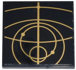 Tile 4 x 4 with Gold Concentric Circles Celestial Star Chart Pattern 5 (Sticker) - Set 75385