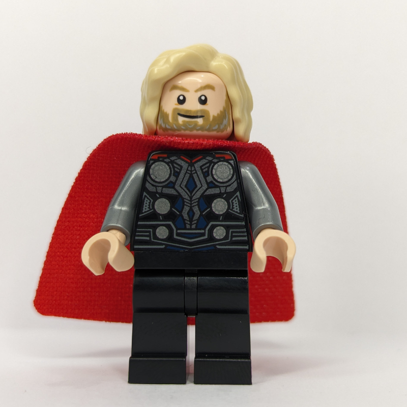 Lego Thor, Tan Hair, Black Armor, Red Cape