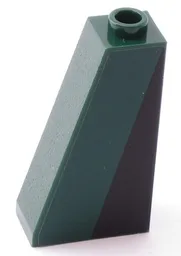 Slope 75 2 x 1 x 3 - Hollow Stud with Black Triangle on Dark Green Background Pattern Model Right Side (Sticker) - Set 10242