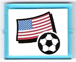 Glass for Window 1 x 4 x 3 with United States of America (USA) Flag and Soccer Ball on White Background Pattern (Sticker) - Set 3411