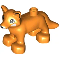 Duplo Animal Fox with Black Line on Ear Print / Orange