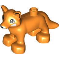 Lego Duplo Animal Fox with Black Line on Ear Print / Orange