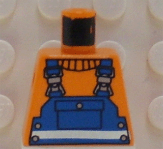 Lego Torso Town Construction Blue Overalls, Shirt and Silver Belt Pattern