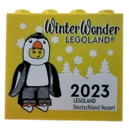 Brick 2 x 4 x 3 with 'LEGOLAND Deutschland Resort WinterWonder LEGOLAND 2023' Print / Yellow