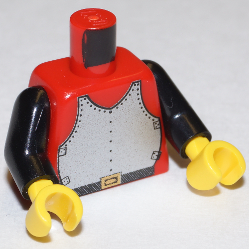 Lego Torso Armor, Breastplate Print, Black Arms, Yellow Hands / Red