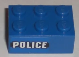 Brick 2 x 3 with 'POLICE' Black Line Pattern on Both Sides (Stickers) - Set 8196