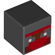 Lego Minifig Head Special, Cube with Pixelated Red Print / Black