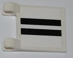 Flag 2 x 2 Square with Flat Edge with 2 Black Lines on White Background Pattern (Sticker) - Set 8198