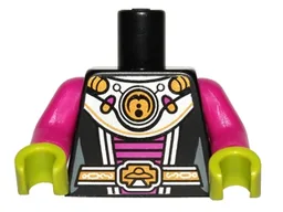 Torso Alien Female Shoulder Armor and Belt with UFO Pattern / Magenta Arms / Lime Hands