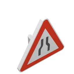 Road Sign Clip-on 2.2 x 2.667 Triangular with Narrow Road Print / White