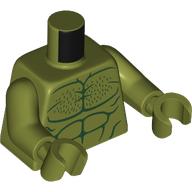 Lego Torso, Dark Green Muscles print, Olive Green Arms and Hands / Olive Green