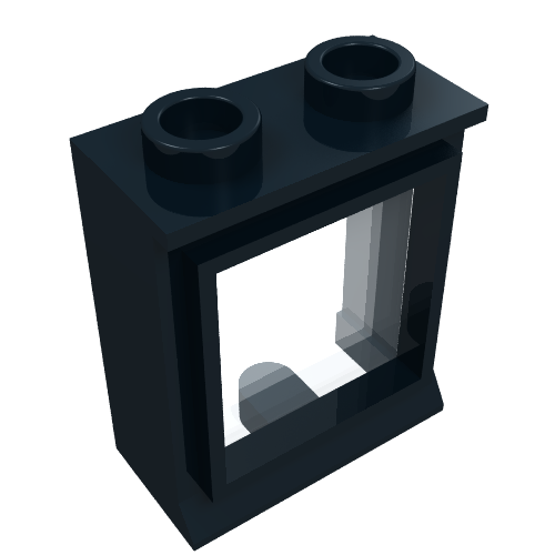Lego Window 1 x 2 x 2 Classic, Short Lip [with Glass] / Black