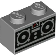 Brick 1 x 2 with Remote Control Turn Buttons Print / Light Bluish Gray