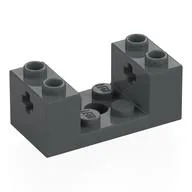 Brick Special 2 x 4 x 1 1/3 with Axle Holes and 2 x 2 Recessed and Hole / Dark Bluish Gray