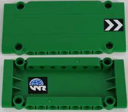 Technic, Panel Plate 5 x 11 x 1 with Black and White Chevrons on Outside and Globe and White 'WR' World Racers Logo on Inside Left Pattern (Stickers) - Set 8864