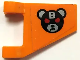 Flag 2 x 2 Trapezoid with Flat Edge with Bane Teddy Bear Head with Silver Letter B and Red Eyes Pattern Model Left Side (Sticker) - Set 70914