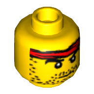 Lego Minifig Head Digger, Headband Red and Stubble Beard Print [Blocked Open Stud] / Yellow