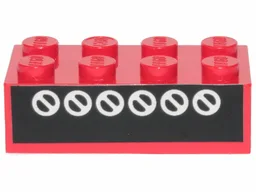 Brick 2 x 4 with 6 White Circles with Diagonals on Black Pattern (Sticker) - Set 6382