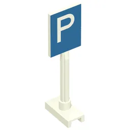 Road Sign Square Tall with Parking 'P' Print / White
