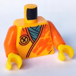 Torso Robe, Orange Dragon, Sand Blue Shirt Print, Orange Arms, Yellow Hands / Bright Light Orange
