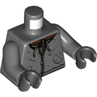 Lego Torso Hoodie, Zipper, Pockets, and Laces Print, Dark Bluish Gray Arms, Black Hands / Dark Bluish Gray