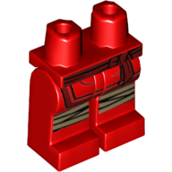 Lego Hips and Red Legs with Dark Red Sash, Dark Tan Knee Wraps / Red