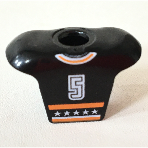 Lego Minifig Neckwear Sports Hockey Body Armor with NHL Logo and White '5' Print / Black