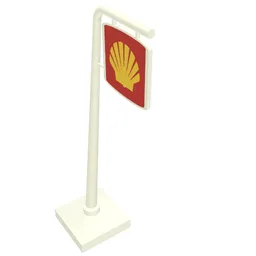 Road Sign Cantilever Curved with Shell Logo Print / White