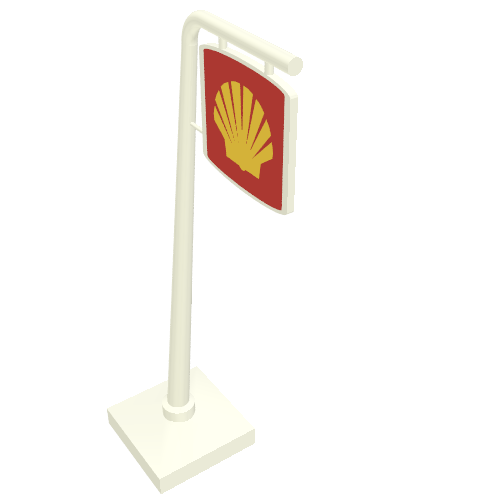 Lego Road Sign Cantilever Curved with Shell Logo Print / White