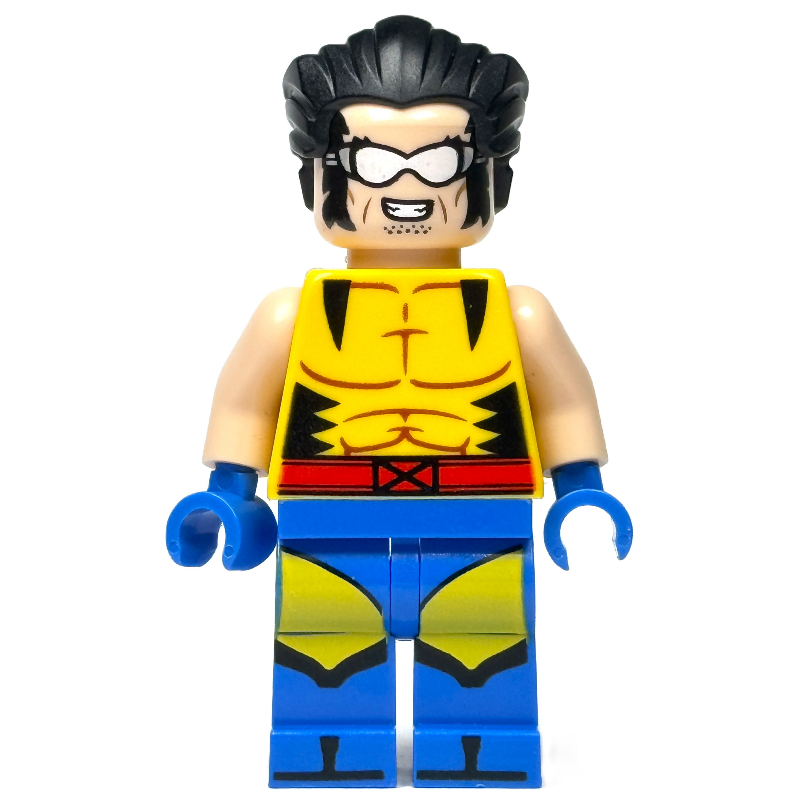 Lego Wolverine, Hair, Yellow X-Men Suit, Plain Arms